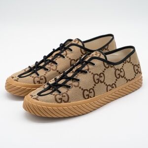 size 16G 16.5 US Gucci Maxi GG Caramel Low Canvas Sneakers Beige Brown